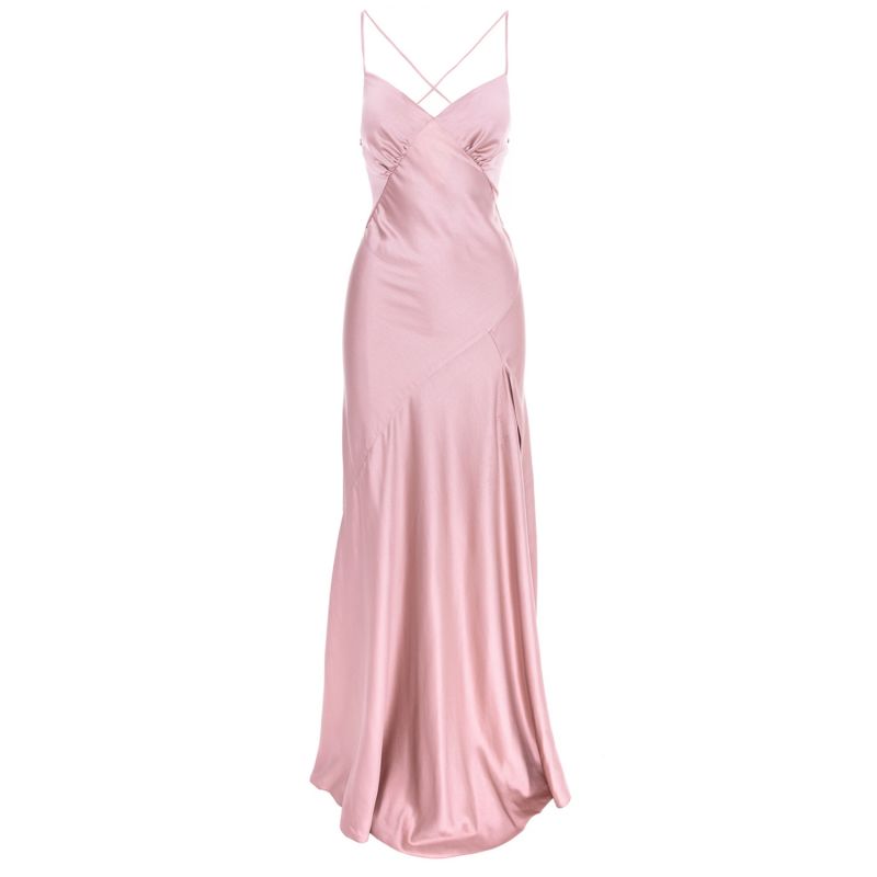Seville Satin Maxi Dress In Pink | ROSERRY | Wolf & Badger