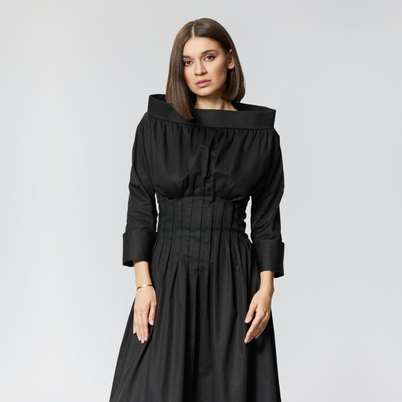Seya - Organic Cotton Long Dress In Black image