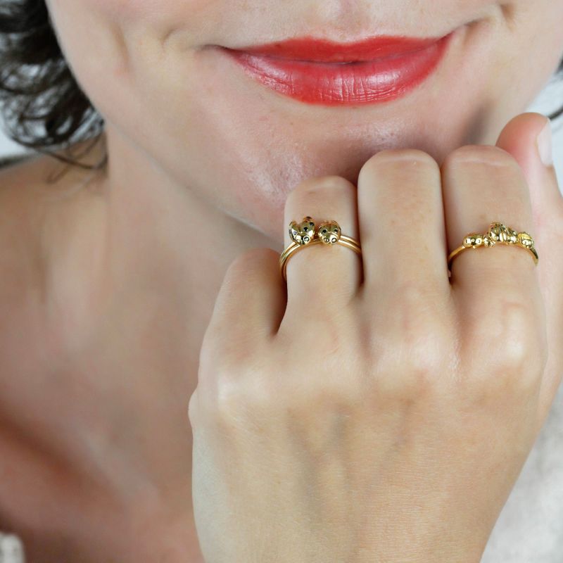 Ladybird Black Diamond Ring - Rose Gold - Wings Closed image