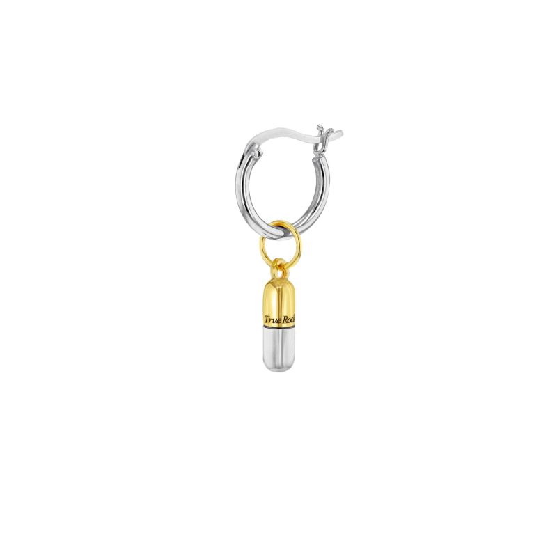 Sterling Silver Mini Pill Charm Hung On Sterling Silver Hoop image