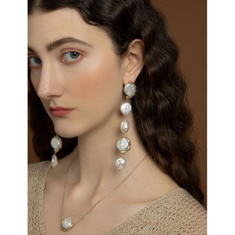 Ad Astra Gold-Plated Pearl Statement Earrings image