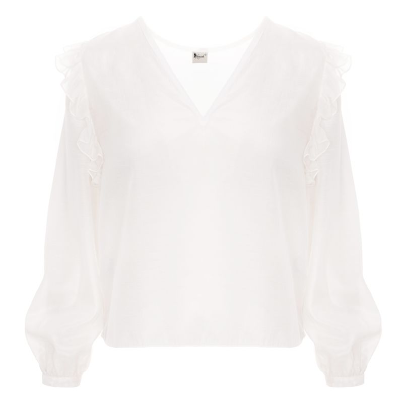 Shantung White Shirt With Ruffles image