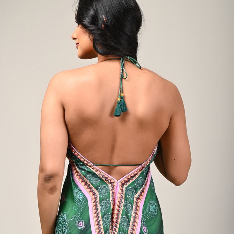 Sharman Silk Halter Dress - Green image