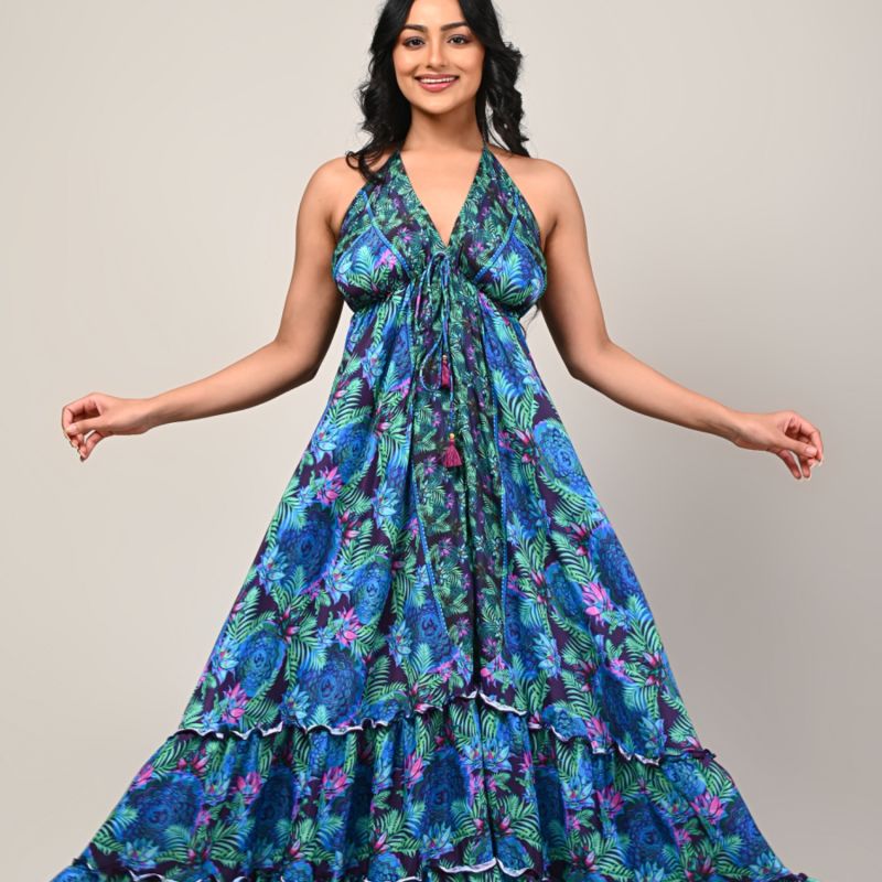 Sharman Silk Halter Dress - Tropical Anahata image