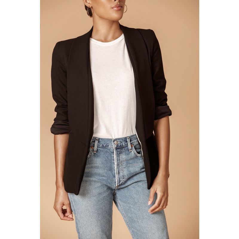 Shawl Collared Boyfriend Blazer In Black image