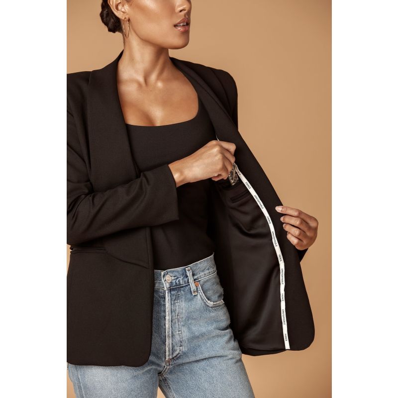 Shawl Collared Boyfriend Blazer In Black image