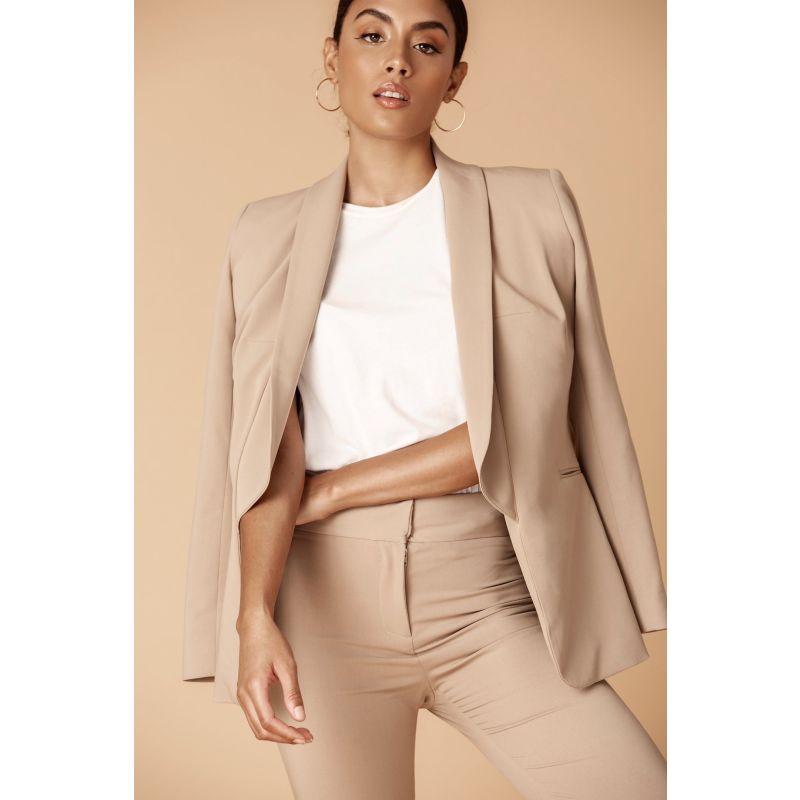 Shawl Collared Boyfriend Blazer In Camel image