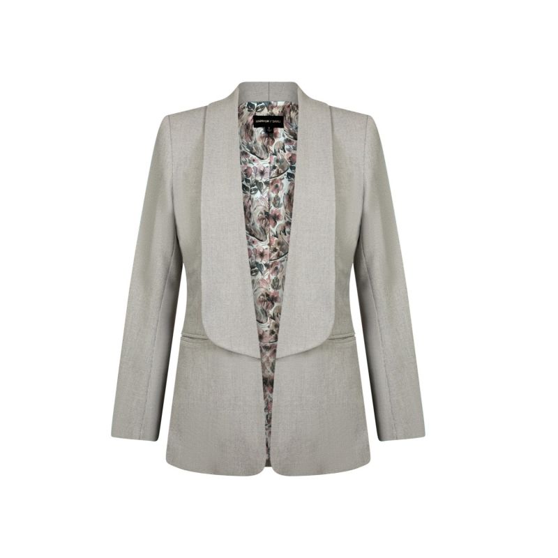 Shawl Collared Boyfriend Blazer In Grey Mini Check image