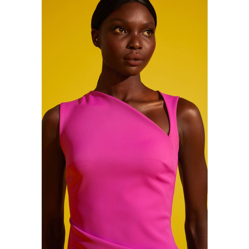 Sheath Dress With Asymmetrical Neckline - Bright Pink | L'MOMO | Wolf ...