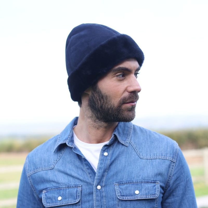 Sheepskin Beanie Navy Blue Deane By Owen Barry image