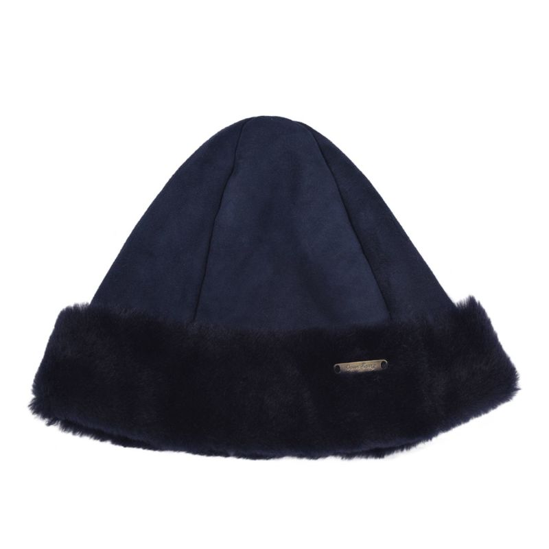 Sheepskin Beanie Hat Navy Blue Deane By Owen Barry image