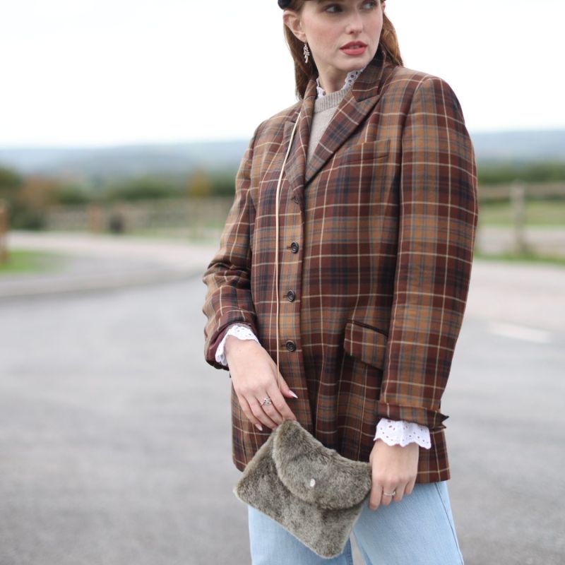 Sheepskin Crossbody Bag Navy Blue Boo By Owen Barry image