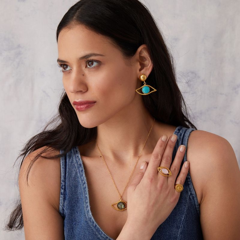 Evil Eye Gold Ring Ottoman Hands Wolf & Badger