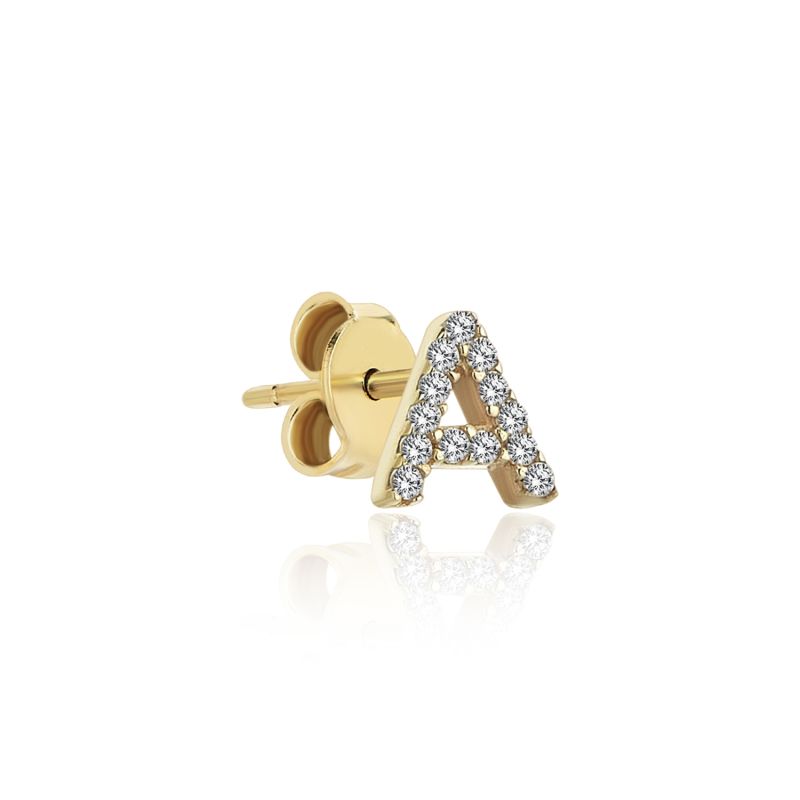 Shiny A Initial Single Earring In 14K Gold image