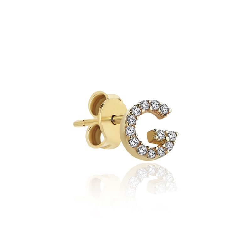 Shiny G Initial Single Earring In 14K Gold image