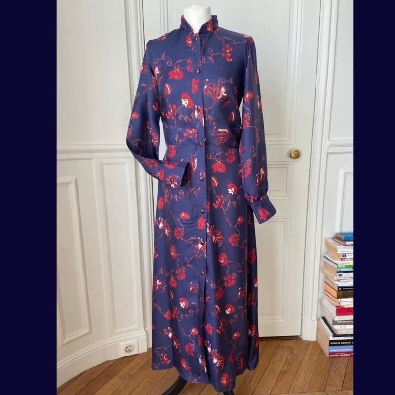 Shirt Dress - Silk - Floral Print - Blue image