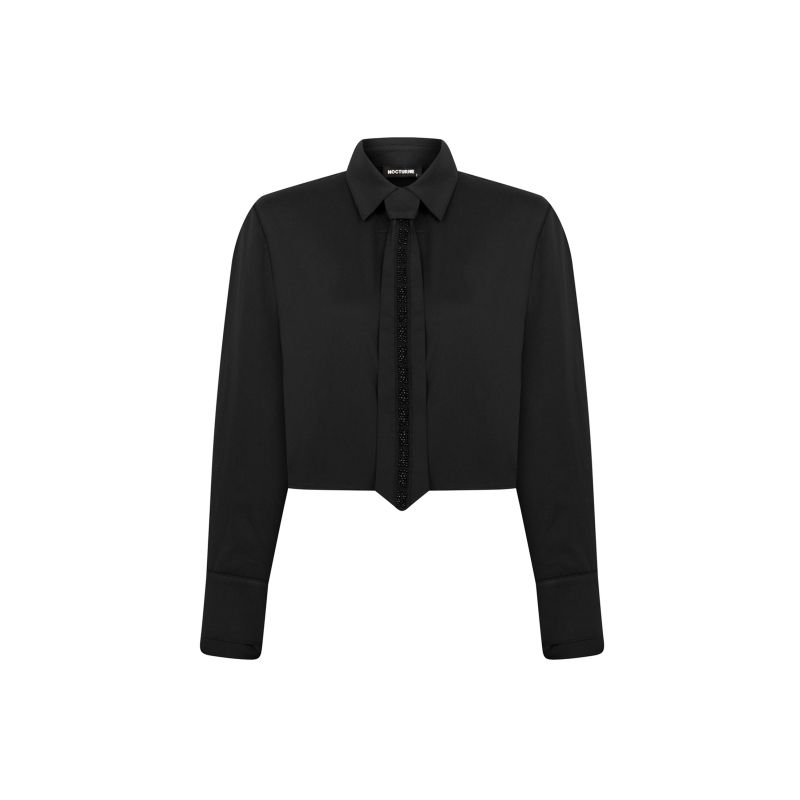 Shirt With Tie Detail-Black image