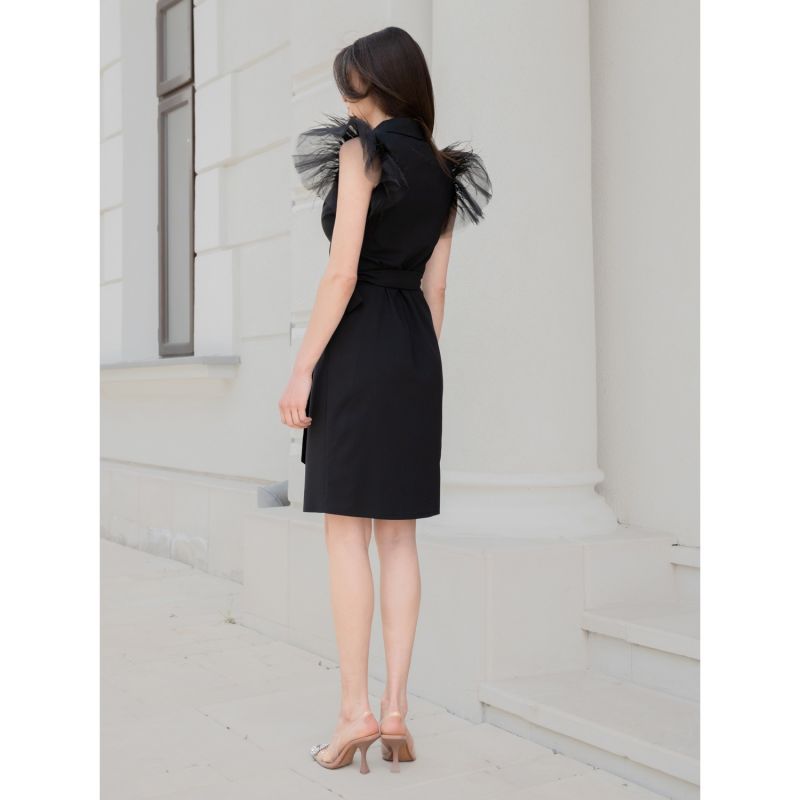 Short Wrap Blazer Dress With Winged Tulle Sleeves by concept A trois