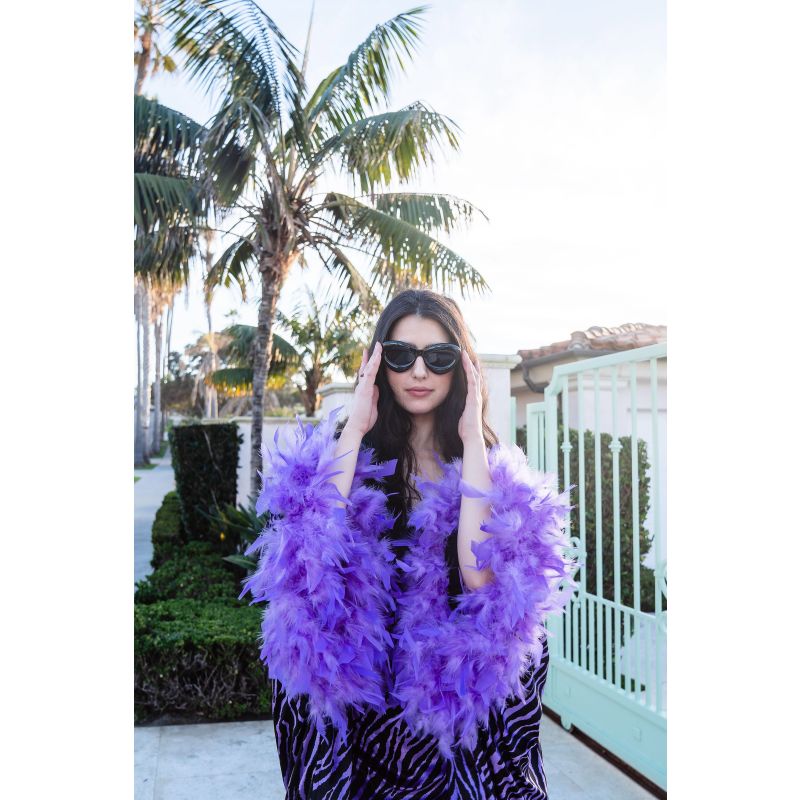 Showgirls Feather Overcoat In Periwinkle image