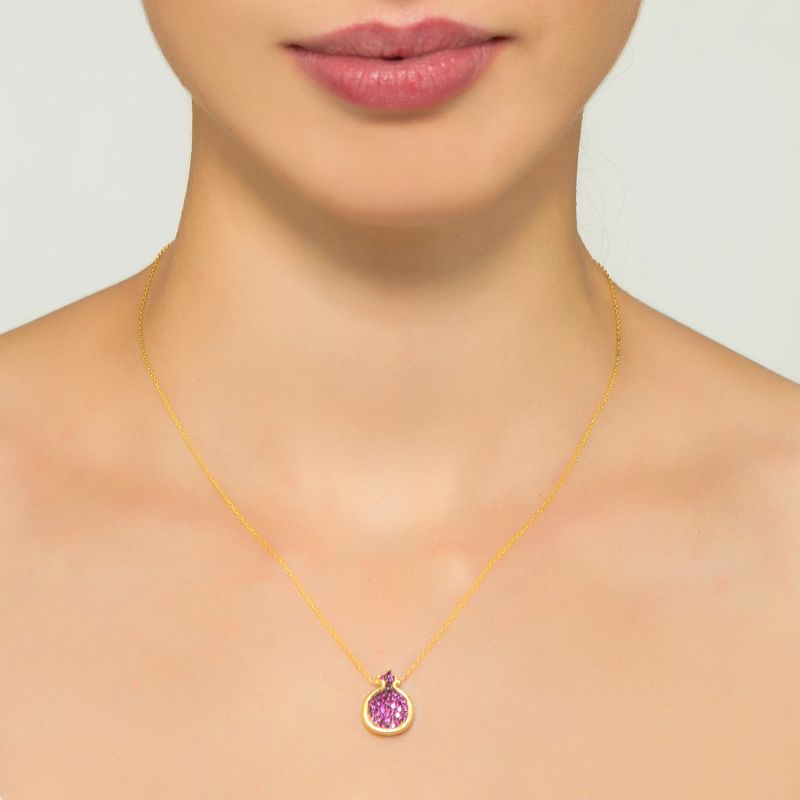 Pomegranate Ruby Pink Pendant Necklace Gold image