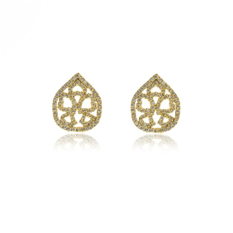 Gold Drop Diamond Earrings image