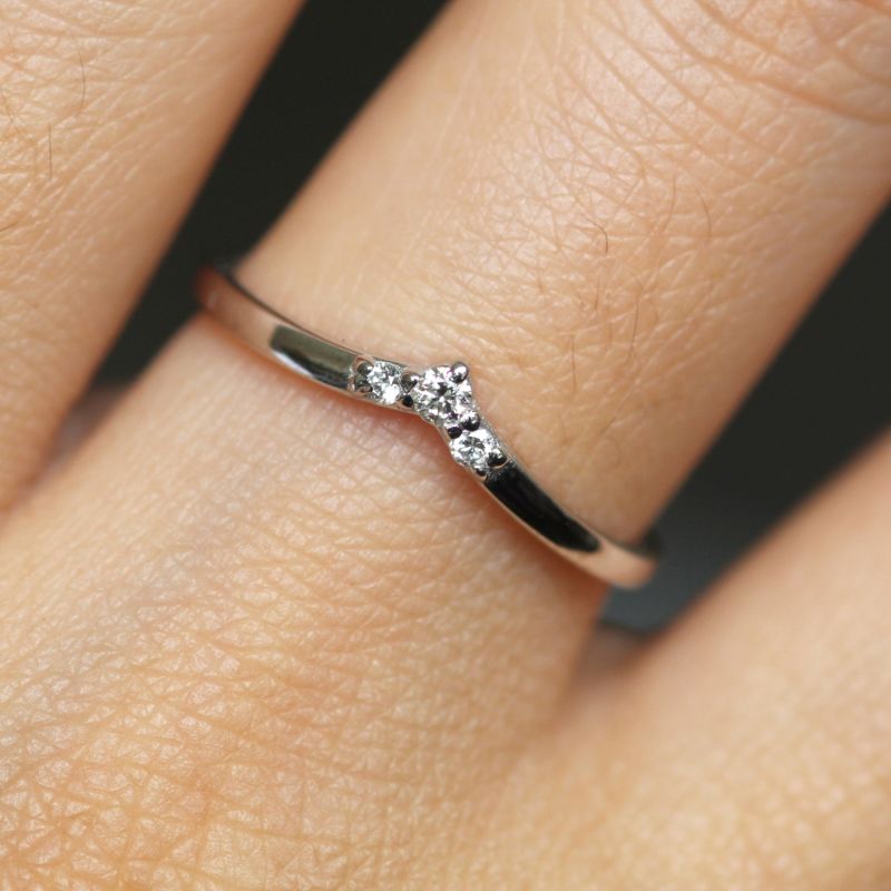 Natural Diamond Platinum Curve Ring image