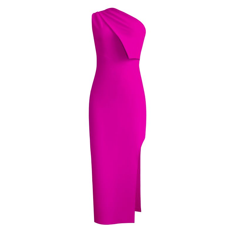 Side Leg Cutout Gown In Magenta image