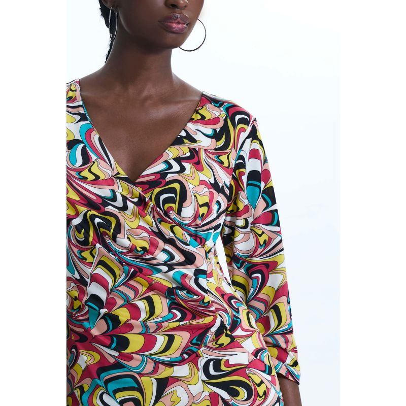 Side Ruched Printed Midi Dress image