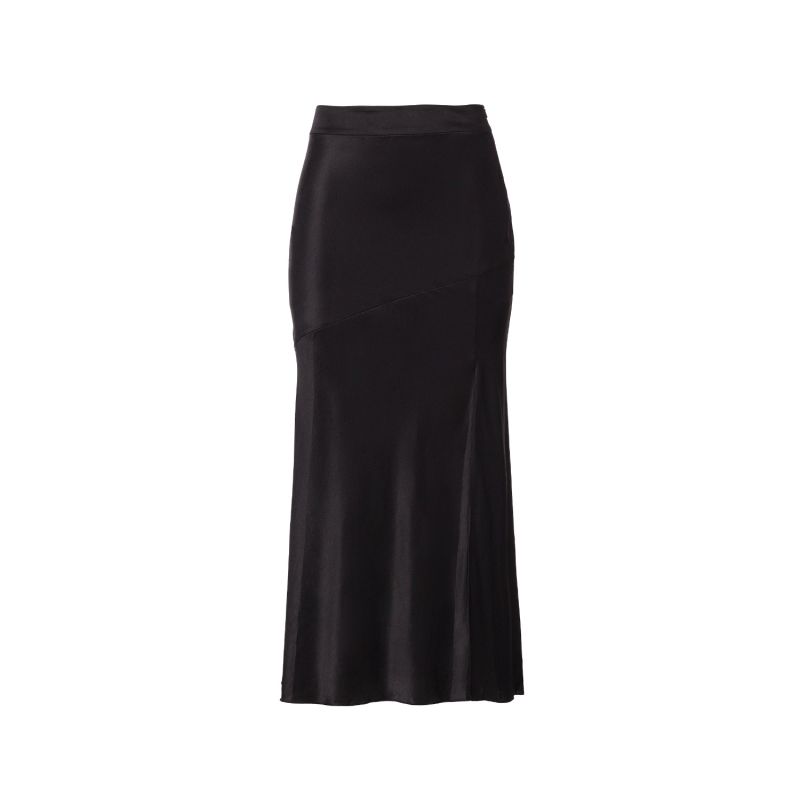 Side-Slit Midi Skirt In Black image