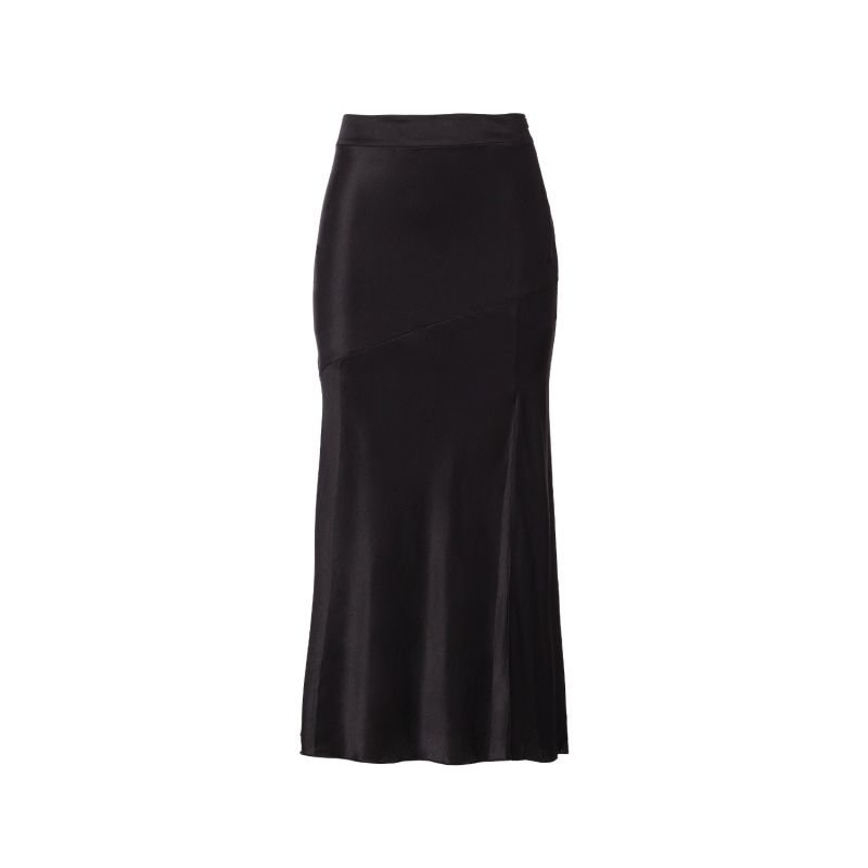 Side-Slit Midi Skirt In Black image