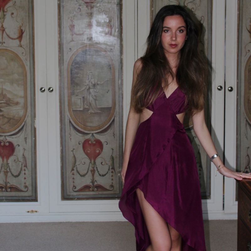 Sienna Purple Silk Cut Out Dress image
