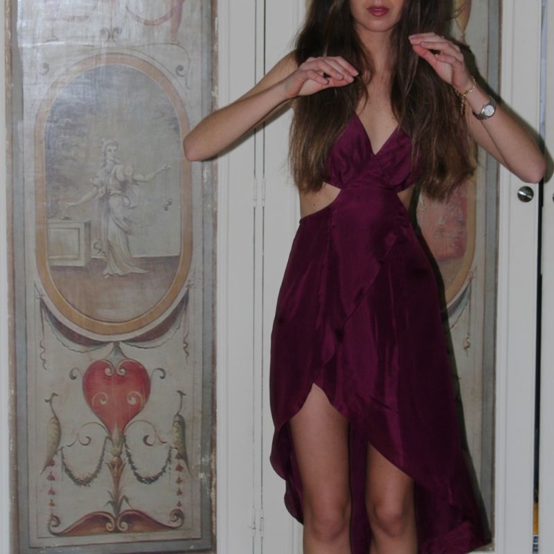 Sienna Purple Silk Cut Out Dress image