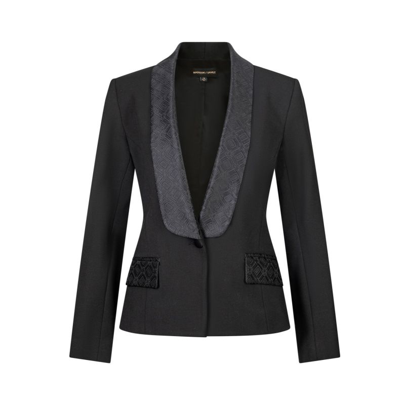 Signature Black Jacquard Tuxedo Blazer | Madison / Savile | Wolf & Badger