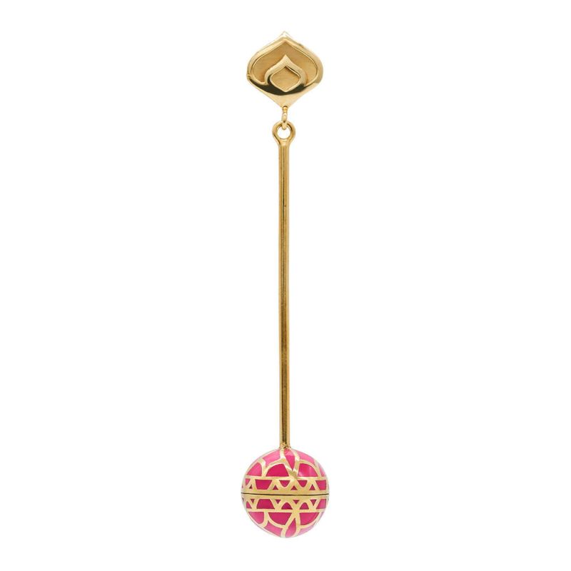 Signature Gold  Sphere Pink Resin Long Earrings image