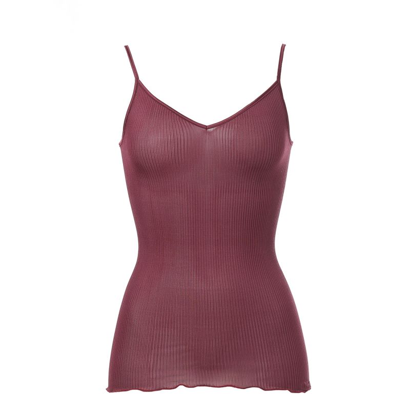 Silk Accordion Camisole, Peony Red image