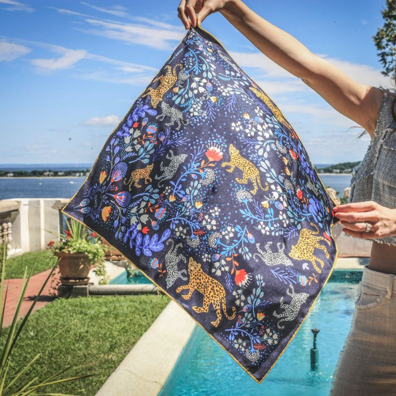 Silk Bandana Of Amazon Rainforest Journey In Blue image