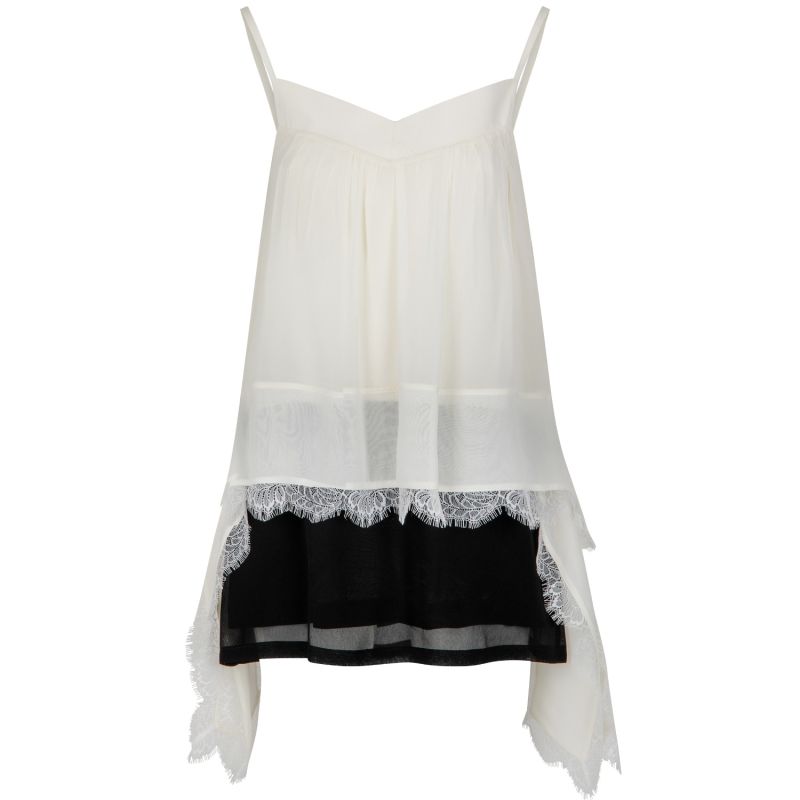 Silk Chiffon Lace Trim Mini Dress image