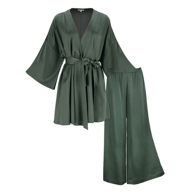 Silk Co-Ord Set 'Muse&Leto' In Rich Green image