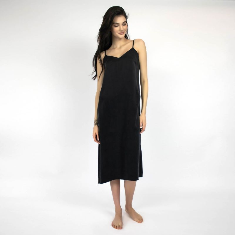 Silk Dreamscape Long Slip Dress Black image