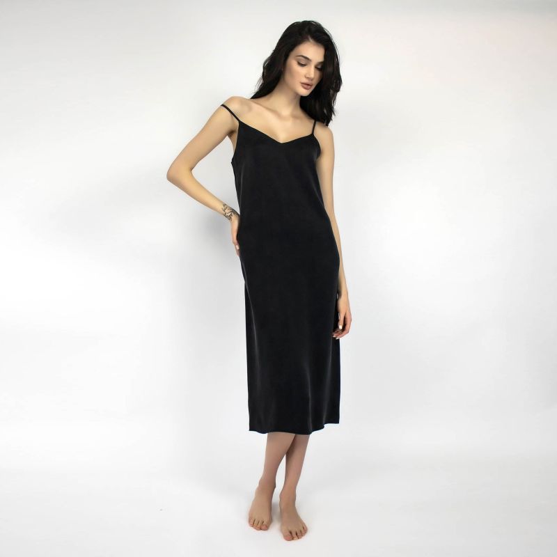 Silk Dreamscape Long Slip Dress Black image