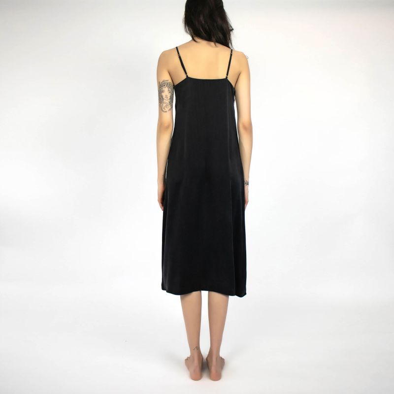 Silk Dreamscape Long Slip Dress Black image