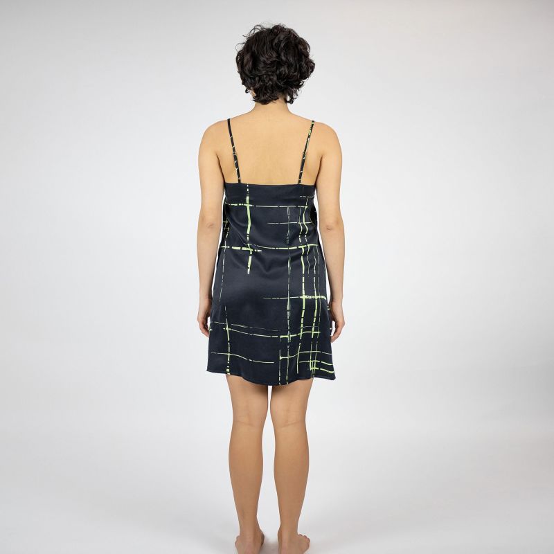 Silk Dreamscape Slip Dress Black Check image