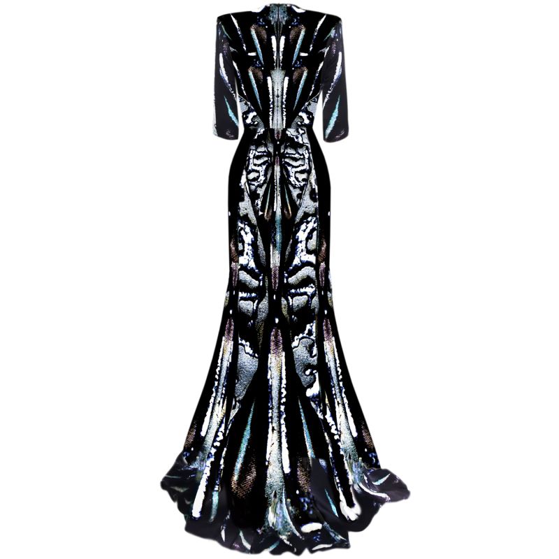 Silk Evening Gown - Beetle Shell Print image