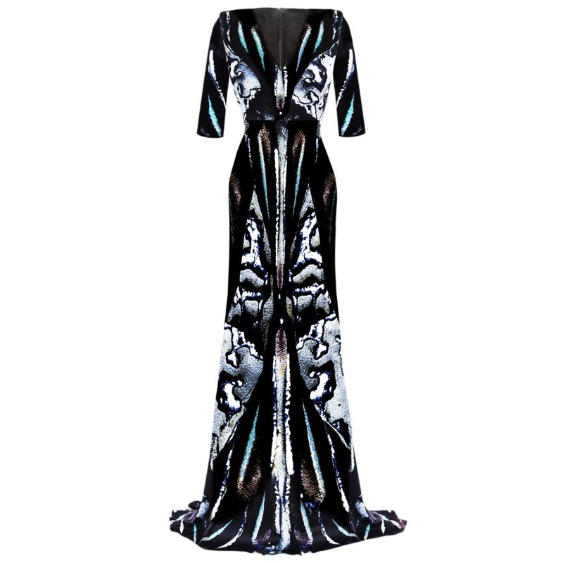 Silk Evening Gown - Beetle Shell Print image