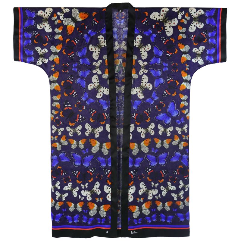 Silk Kimono - Butterflies On A image