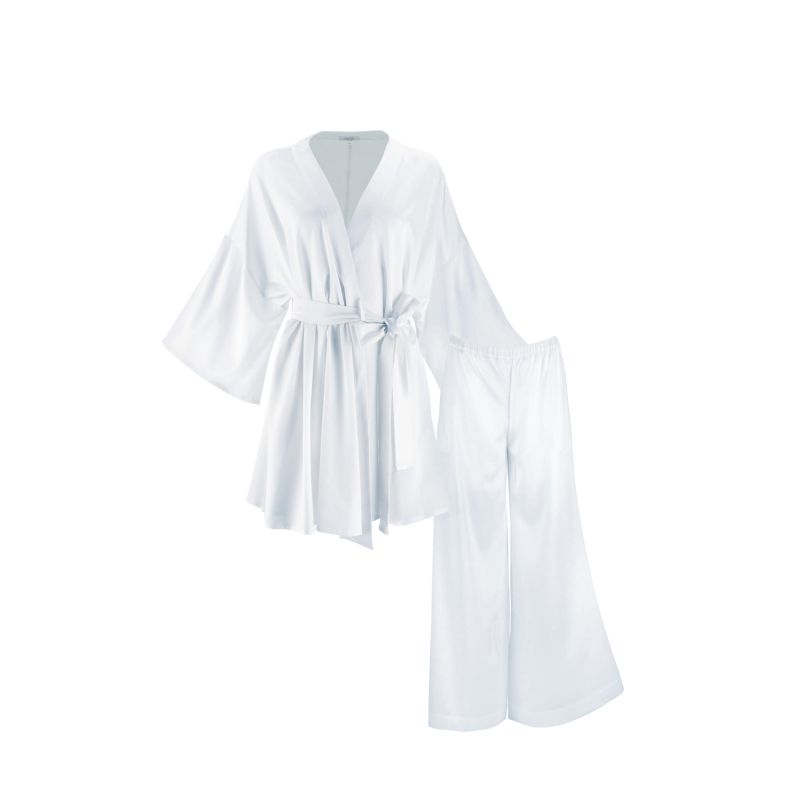 Silk Robe Set 'Muse&Leto' In Milk White image