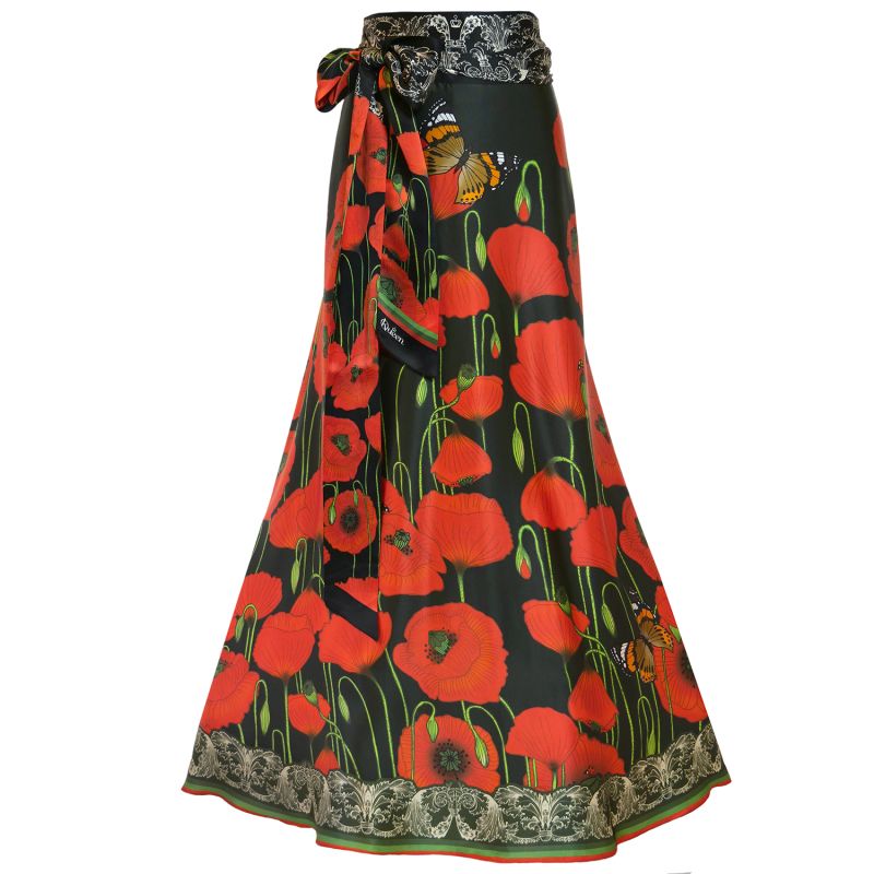 Silk Skirt - Poppies - Dark image