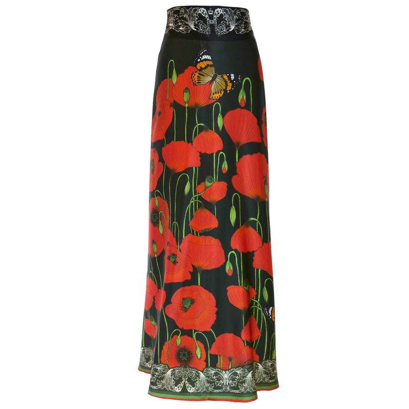 Silk Skirt - Poppies - Dark image