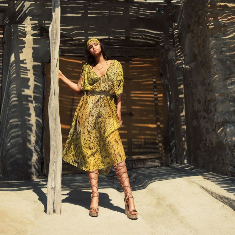 Yellow snake dress clearance