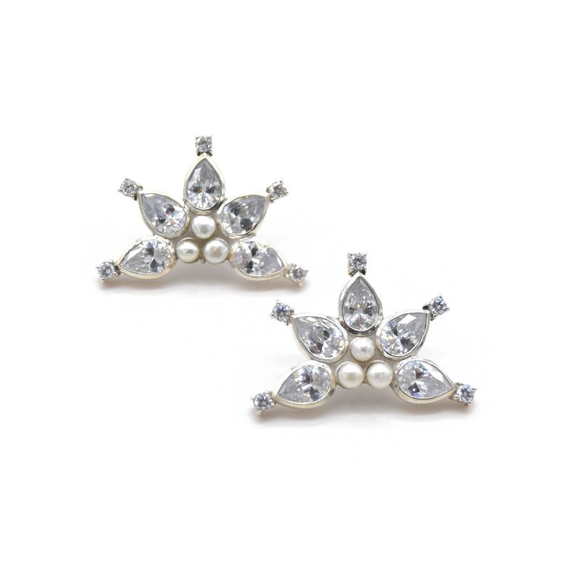 Silver Adiba Cubic Zircon Fan Stud Earring image